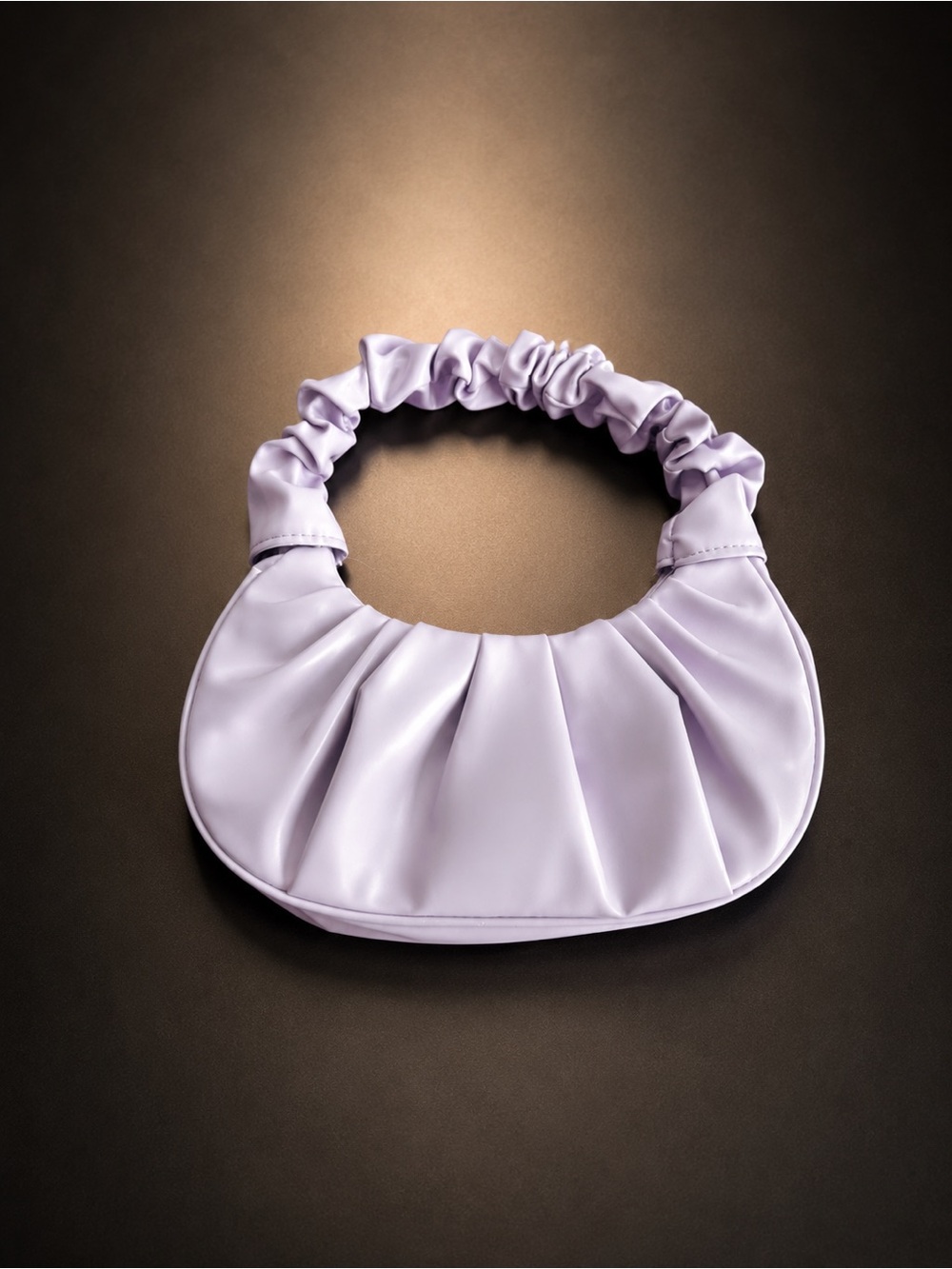 SHEIN Lavender Ruched Crescent Shoulder Bag